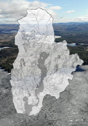 Superimposed map of the Kezar Lake Watershed